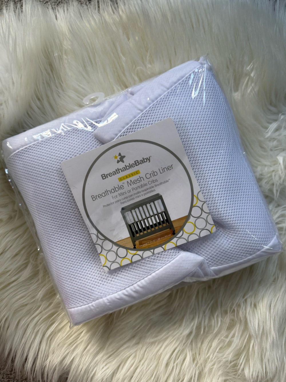 White Breathable Mesh Crib Liner (For Mini or Portable Cribs)